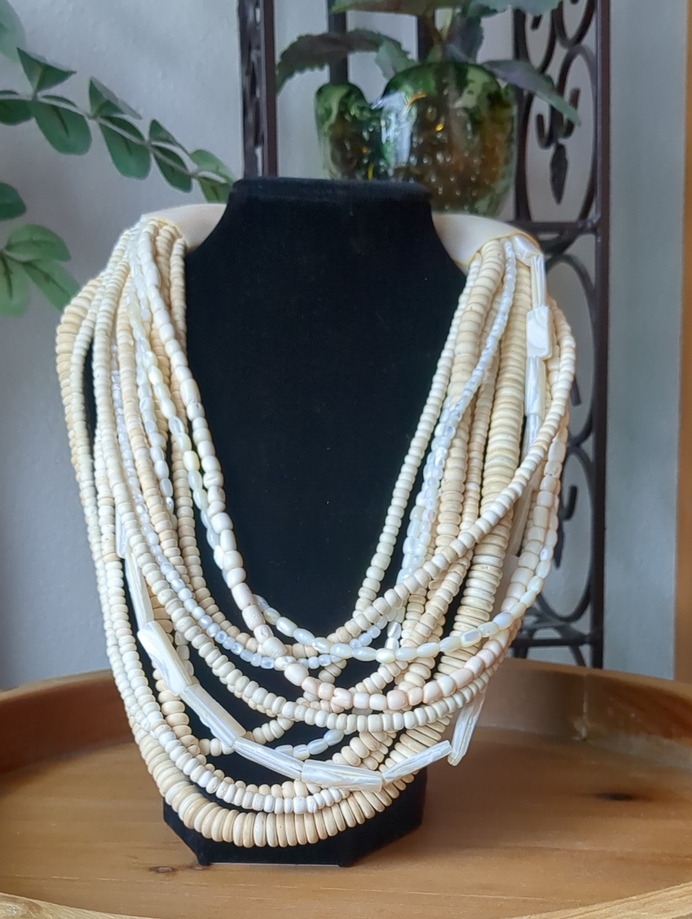 Gerda Lynggaard Monies Cream Layered Wood and Shell Necklace